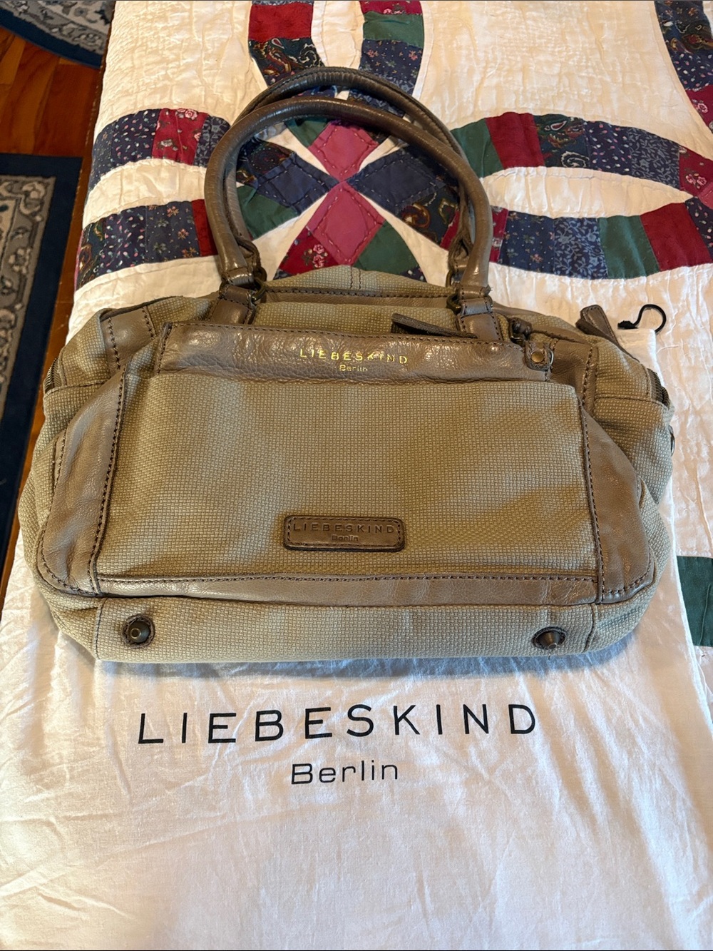 Liebeskind Gray Canvas Tote with Leather Trim